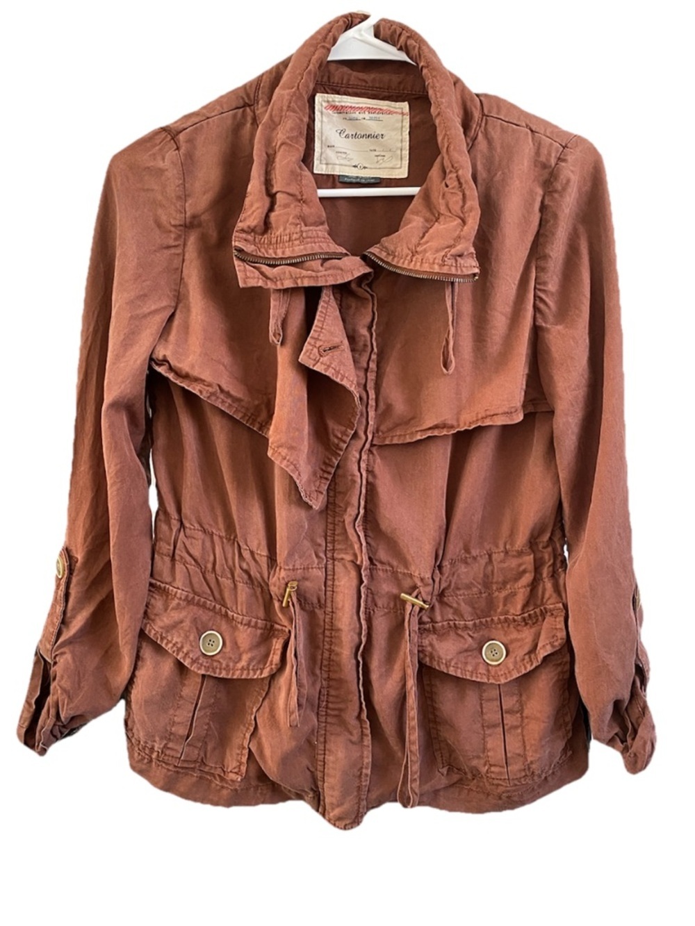 Anthropologie Cartonnier Utility Anorak Jacket Rust Brown Women’s Size 0